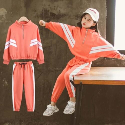 Girls Clothes Sport Striped Clothing For Girls Coat + Pants Kids Clothes Teenage Childrens School Clothing 5 6 7 8 10 12 Years