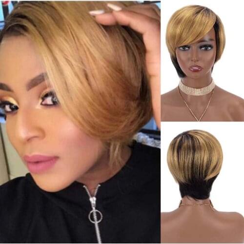 Pixie Cut Wig Short Wigs Brazilian Straight Human Hair Wigs for Black Women Full Machine Made Wigs Cheap Short Human Hair Wigs