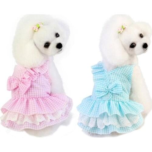 Pet Dress For Small Dogs Sweety Bow Princess Dress Puppy Small Dog Plaid kirt Princess Chihuahua Dog Clothing