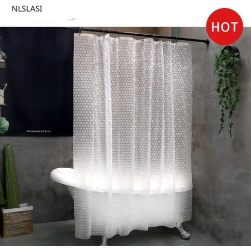1pc Mildew Proof EVA Translucent Waterproof Shower Curtain with Hooks Bathing Sheer Home Decor Bathroom Accessaries Curtains