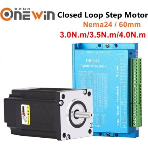 3.5N.m Nema24 closed loop stepper motor kit 60mm 60HB250-84B with HB808C Hybird step driver kit 2 phase