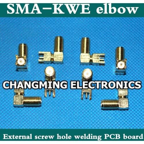 SMA-KWE elbow four-foot external screw hole welding PCB board to connect the antenna RF head(working 100% Free Shipping)50PCS