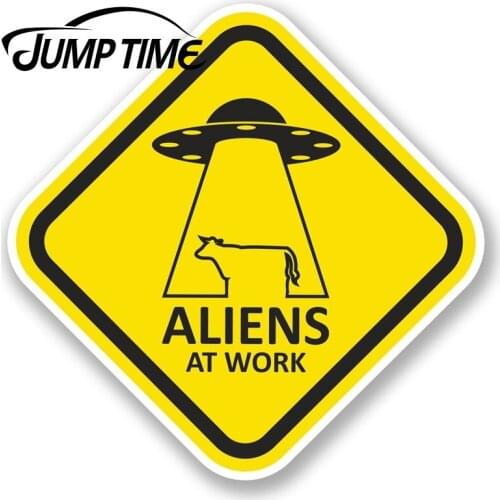 Jump Time for Aliens at Work Vinyl Sticker Laptop Car Bike Joke UFO Alien Funny Decal Rear Windshield Waterproof Car Accessories