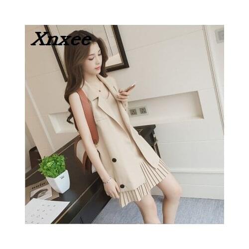 Women dress suit set two-pieces casual vest vlazer + tank dress set coat ladies sleeveless office suits work wear business suit