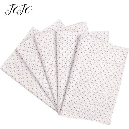 JOJO BOWS 22*30cm 1pc Faux Synthetic Leather Fabric Gold Stars Printed Sheets For Clothing Needlework DIY Hair Bows Party Decor
