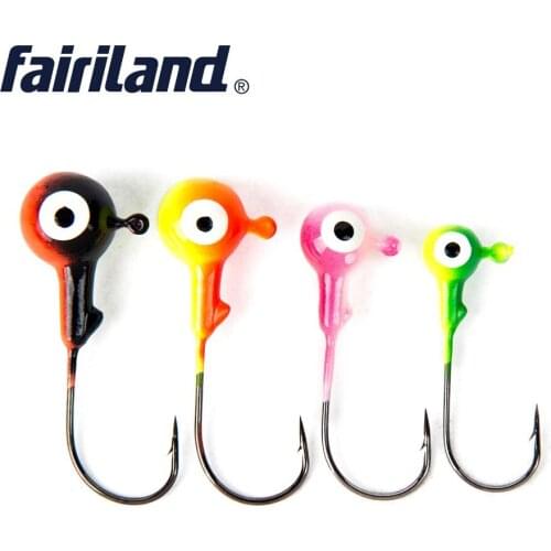 10pcs/Lot 2-Color 2-Eyes Jig head hook Round Lead head Jigs Bait Fishing Hooks For Soft Lure Fishing Tackle