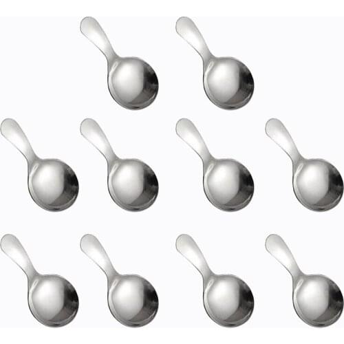 10 Pcs Stainless Steel Short Handle Spoons Mini Salt Spoons Condiments Spoon Dessert Spoon Tea Coffee Spoons,Silver