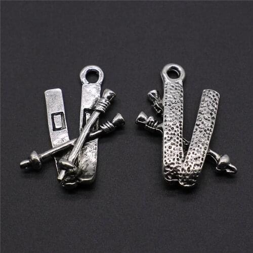 10pcs Charms Ski Sled Antique Silver Color Alloy DIY Jewelry Making Accessories 16x23mm