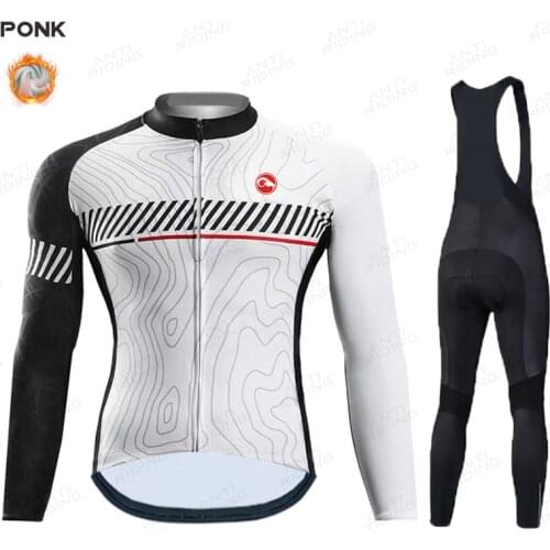 2020 Winter Thermal Fleece Men Pro Cycling Jerseys Set Long Sleeve Bicycle Clothes 19D Gel Pad Bike Cycling Clothing Warm Men