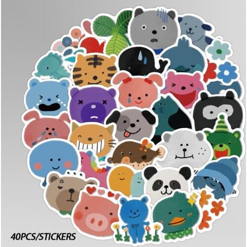 40pcs Beautiful Animal Graffitti Stickers Cartoon Animal Waterproof Graffiti Sticker Luggage Bike Notebook Laptop Guitar Decals