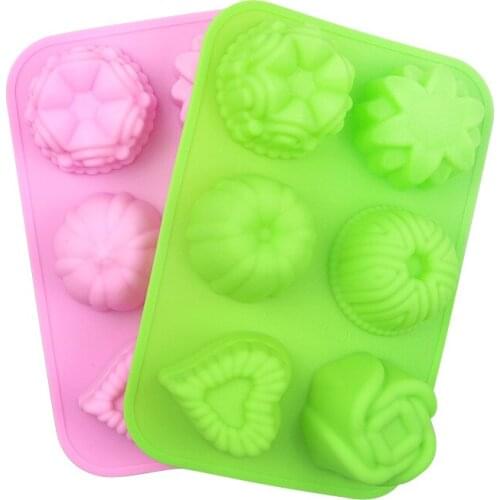 6 cavity round flower silicone mold Cake mold, handmade soap mold, jelly pudding mold