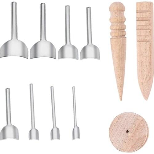 8 Pcs Half-Round Cutter Punch with 3Pcs Wood Slicker Burnishes Leather Craft Tools Leather Hole Punch for Strap Belt