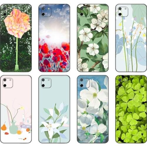 Black tpu Case For OPPO Realme C11 C20 C21 Case Back Cover Bumper Red cyan fresh