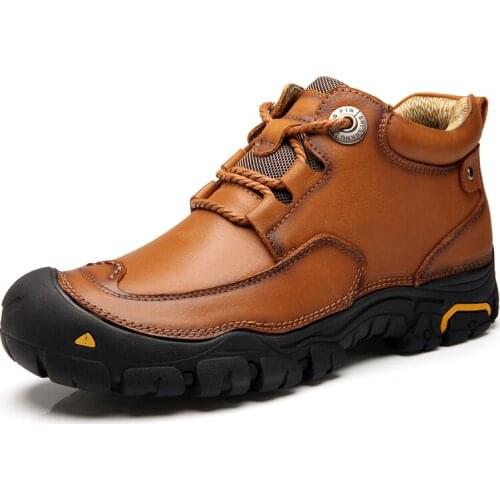 Genuine Leather shoes Men Boots Handmade Ankle Boots Autumn Winter boots men walking shoes zapatos de hombre Botas