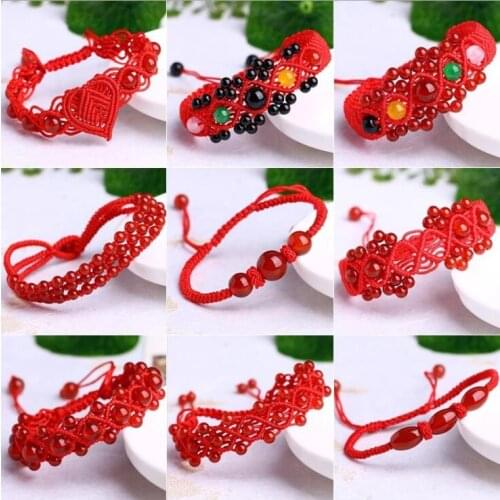 Bracelets for women Variety of fashion red agate rope bracelets, couples garnet accessories, braided bracelets