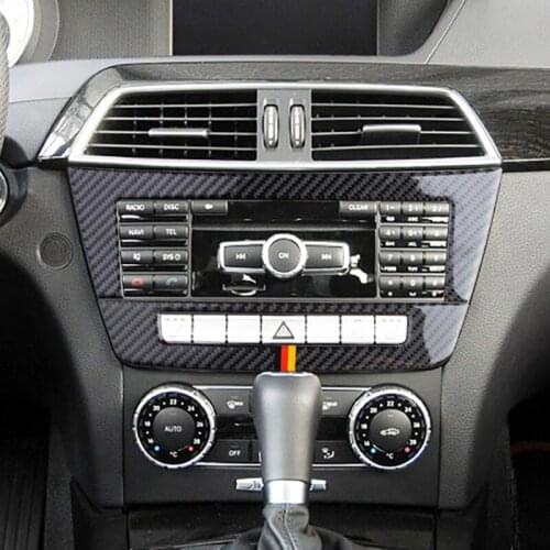 For Mercedes Benz C Class W204 2010 2011 2012 2013 Carbon Fiber Car Center Console Air Condition Panel Frame Cover