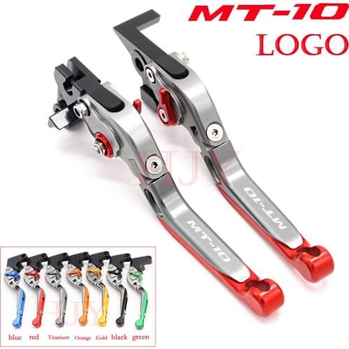 Logo (MT-10) Titanium Mix Black CNC Motorbike Folding Extendable Brake Clutch Levers For For Yamaha MT-10 MT 10 MT10 2016 2017