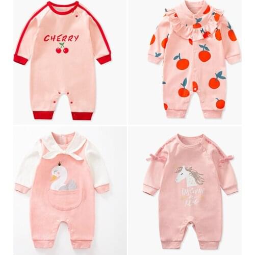 Baby In The Spring And Autumn Jumpsuits Long-Sleeved Female Baby Climb Clothes Cute Newborn Cotton Clothes Baby Girl Clothes