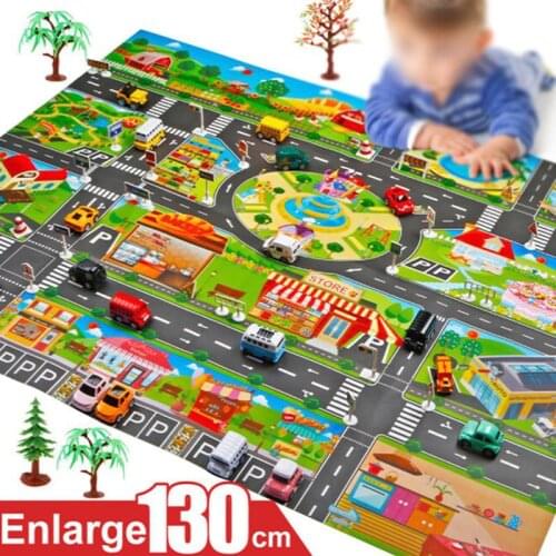 Kids' Floor Games Play Mat City Road Buildings Parking Map Baby Mat Educational Toys Home Traffic Map Kids Carpet