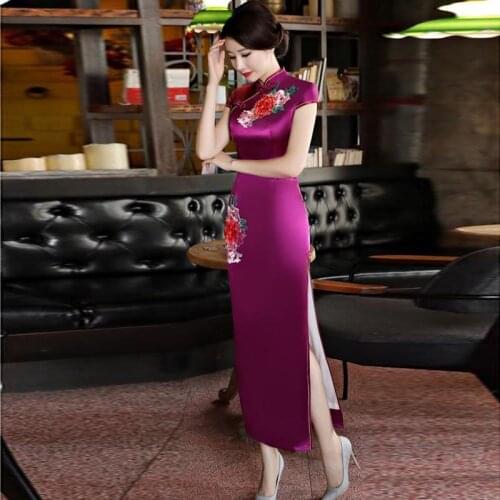 Long Cheongsam Dress Yellow Party Evening Gown Vintage Chinese Style Wedding Qipao Slim Oriental Style Dresses Vestido 4XL