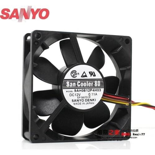 For Sanyo 9AH0812P4H03 12V 0.11A 8cm 80mm 8025 Dual ball bearing fan PWM intelligent fan speed control