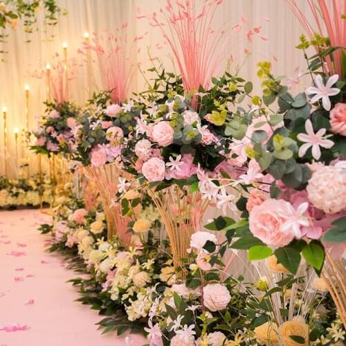 45 cm Peacock leaf peony hydrangea artificial flower ball bouquet dedor wedding party backdrop road guide table centerpiece 1pc