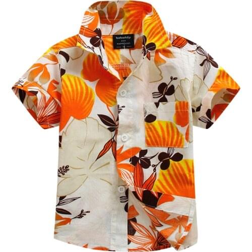 Cotton 100% floral shirt hawaiian shirt aloha shirt for boy T1538