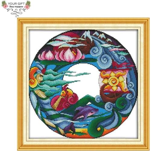 Joy Sunday Z355 Water God Home Decor House Protecting Drawing Chinese Needlepoint Embroidery DIY Cross Stitch kits