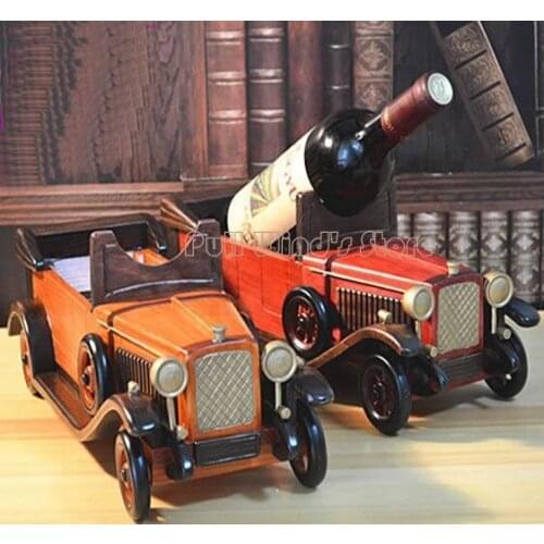 Classic Wooden Classic car model Creative Wood Wine Racks Wine storage box Office Desktop Wine Racks Household wood furnishings