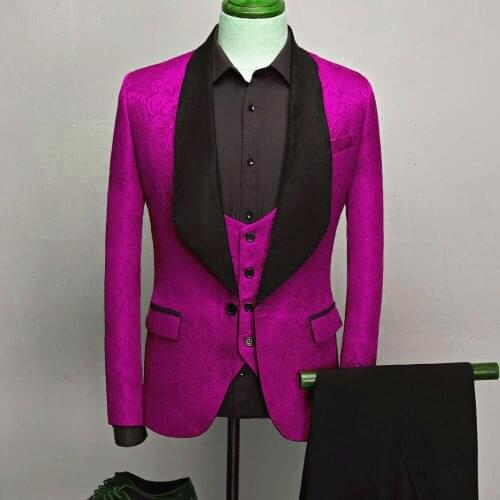 Handsome Groomsmen Shawl Lapel Groom Tuxedos Mens Wedding Dress Man Jacket Blazer Prom Dinner (Jacket+Pants+Tie+Vest) A163