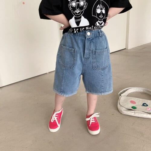 Summer New Kids Denim Shorts 2021 Baby Girls Boys Casual Loose Jeans Shorts 2-8 Y Childrens Korean Style Shorts Toddler Shorts