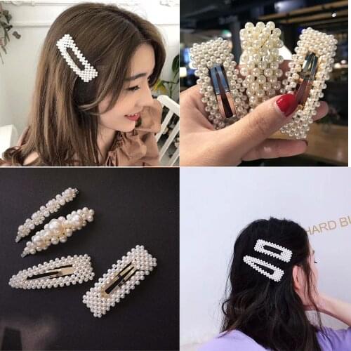 Fashion Full Imitation Pearl Hair Clips for Women Girls Sweet Korean Style Hairpins Alloy BB Hairgrip Hair Accessories
