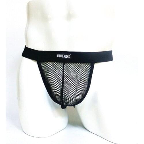 Mens Underpants Breathable Seamless Underwear Sexy Mesh Underwear G-Strings & Thongs Mens Briefs Sexy Buttocks Hollow T-back