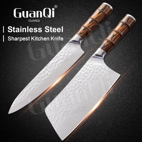 2PCS Knife Set High Carbon Stainless Steel Meat Cleaver Chef Knifes Stainless Steel Butcher Meat Chopping Cleaver Utility Knife