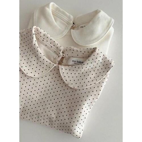 2021 New Autumn Fashion Toddler Kids Baby Boys Long Sleeve Shirts Baby Girls Doll Collar Cotton Blouse Bottoming Tops Clothes