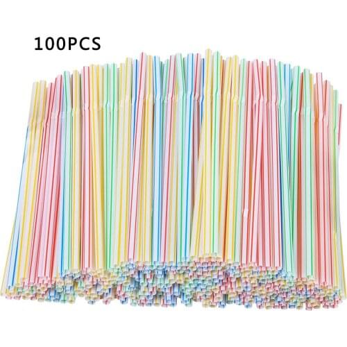 Disposable Color Elbow Plastic Straws Lengthen And Bendable Juice Drink Milk Tea Straw Flexible Straws