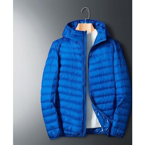 Autumn Winter Light Down Jacket Mens Fashion Hooded Short Large Ultra-thin Lightweight Youth Slim Coat Down Jackets Veste Homme