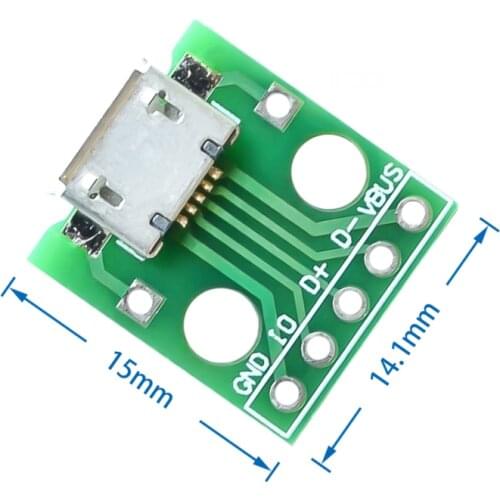 MICRO USB to DIP Adapter 5pin female connector B type pcb converter