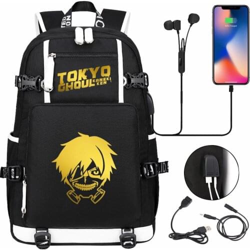 Anime Tokyo Ghoul USB Rechargeable Backpack Large-capacity Youth Student Schoolbag Men and Women Travel Backpack Woman backpack
