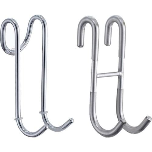 S-Shaped Hook Bathroom Door Hanging Hook Multipurpose Stainless Steel Double Hook Towel Hanger