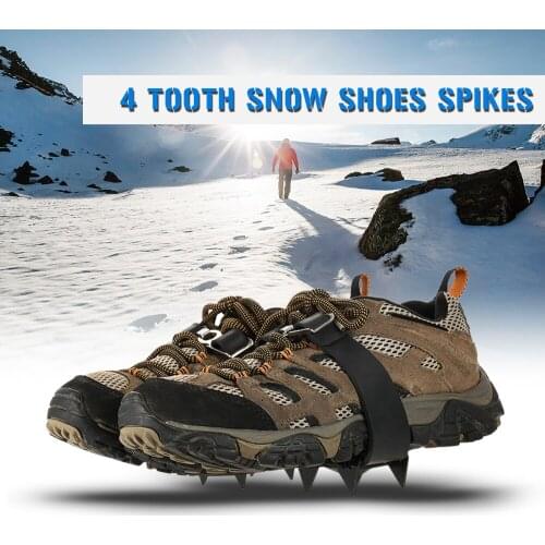 4 Tooth Crampons Outdoor Mountain Climbing Hiking Ice Ski Snow Shoes Spikes Winter Anti Slip Ice Gripper