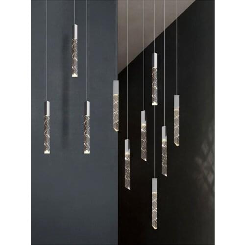 Loft modern K9 crystal chrome plated led chandelier floor chandelier in staircase Hotel Luxury ceiling lamp chandelier