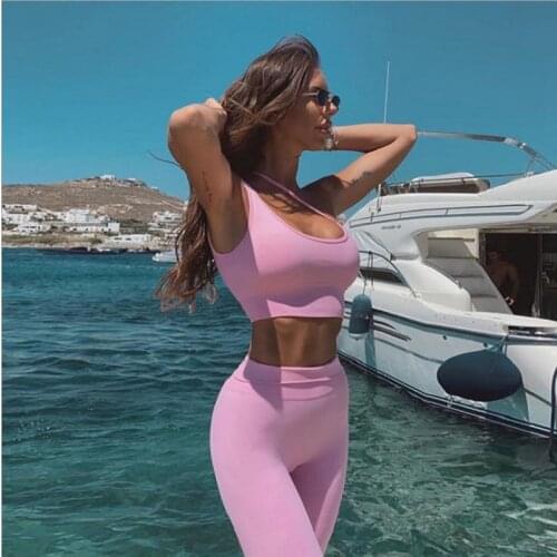 Spring Autumn Women Yoga Suit Slant Shoulder High Quality Sports Fitness Yoga Set Shockproof Running Yoga Suit Women