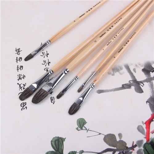 6Pcs High Quality Artist Varnish rod Watercolor Acrylic oil painting brush Set Drawing Painting Art Supplies Materials