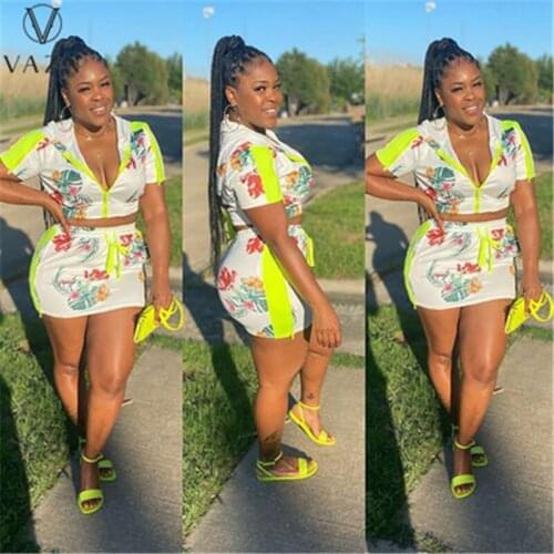 VAZN 2021 V-neck Summer Suitable Short Sleeve Energetic Casual Elegant Women Top Tube Shorts 2PCs Set Ladies Women Suits