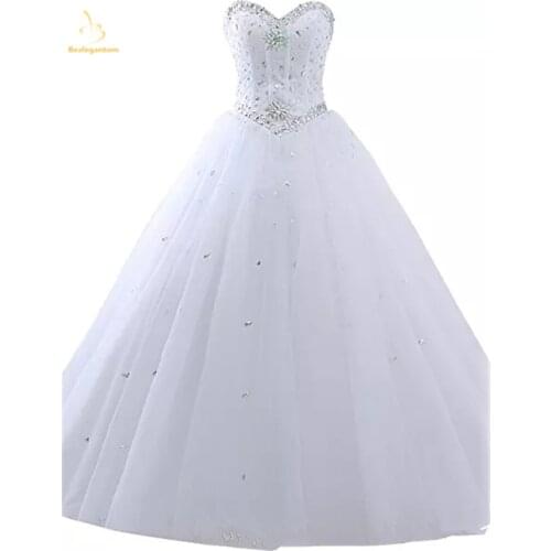 Bealegantom 2019 White Ball Gown Quinceanera Dresses Beaded Lace Up Debutante Puffy Sweet 16 Dress Vestidos De 15 Anos QA1549