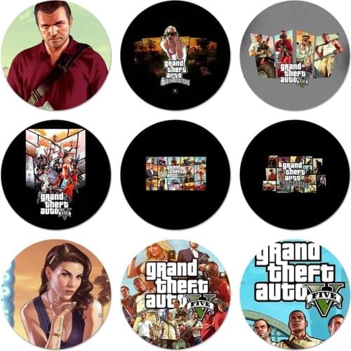 58mm Grands Theft Auto Gta Icons Pins Badge Decoration Brooches Metal Badges For Backpack Decoration