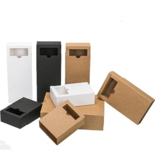 10pcs/lot Kraft Black White Paper Drawer Boxes,Wedding paper gift boxes for Clothes Packaging Gift Packaging Match Boxes