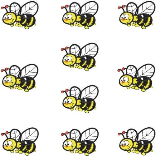 10PCS Cute Bee Stripe Embroidery Patch for Kid Clothing Shoes Iron on Transfer Applique Patch for Clothes Sew on Patches for DIY