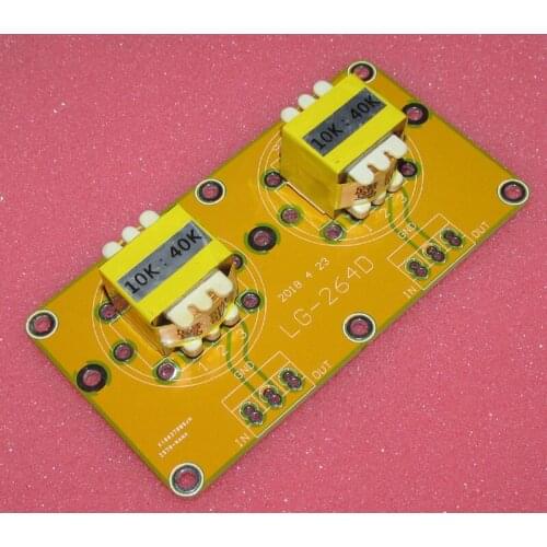 10K: 40K E19 Permalloy audio signal isolation transformer, frequency response 10--49KHz -1.5DB, 20--38KHz -0.8DB, 2 times boost